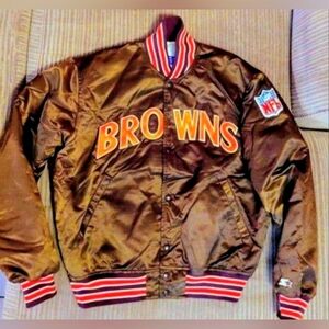 STARTER Brown and White Cleveland Browns Quilted Jacket Size Large